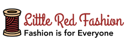 A spool with red thread accompanied by the company name Little Red Fashion and slogan Fashion is for Everyone.